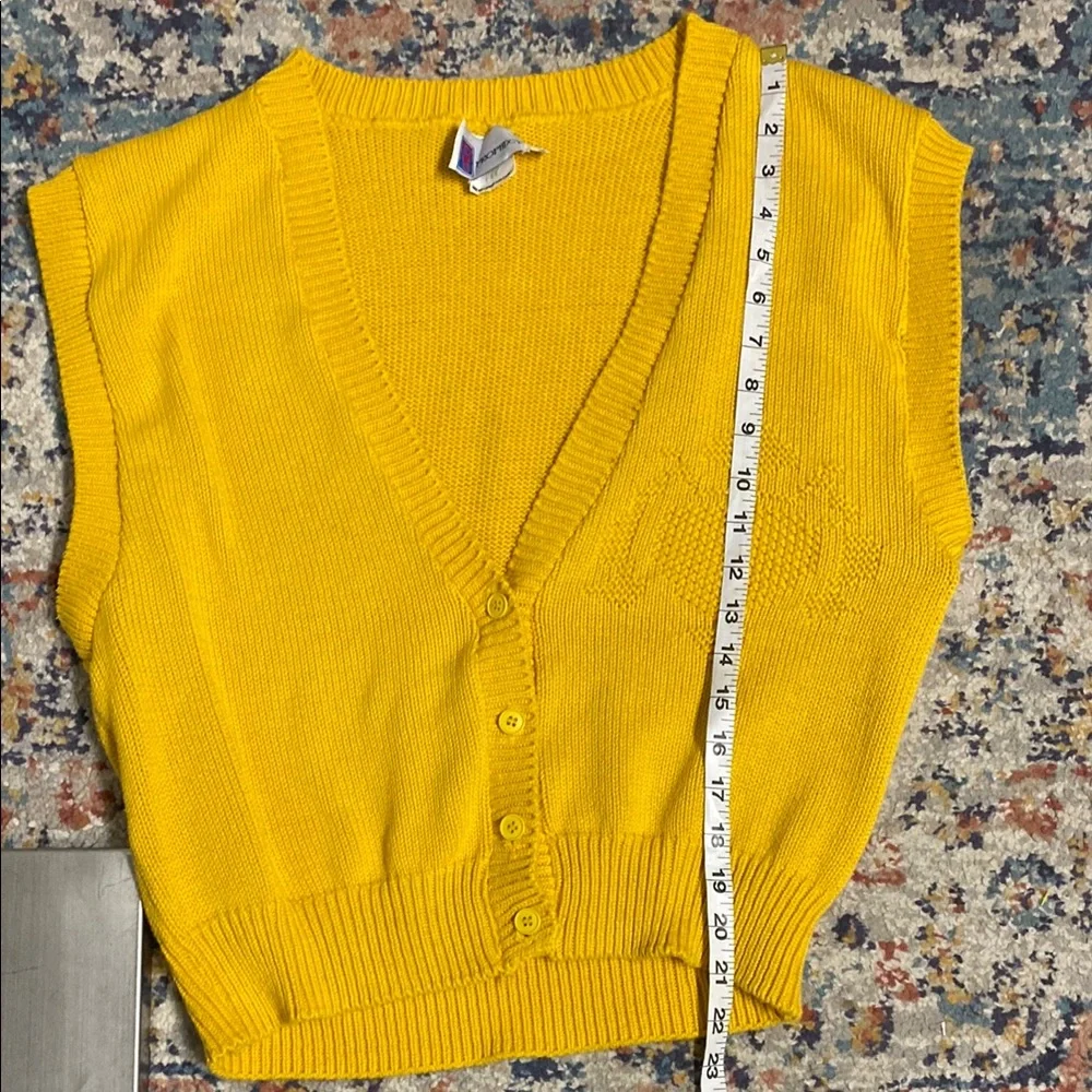 PROPHECY Vintage Mustard Yellow Knit Vest with Ribbed Edging - Picture 6 of 7